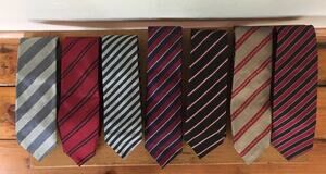 Lot of 7 Vtg Skinny 100% Thai Silk Striped School Boy Mod Preppy Neck 3" Ties